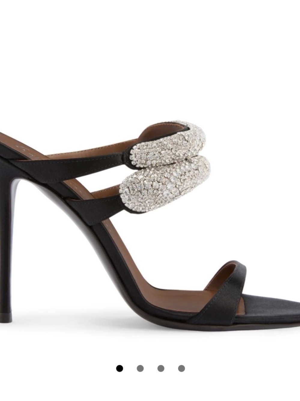 Giuseppe Zanotti Black Satin Heels with Swarovski Crystals - Picture 2 of 6